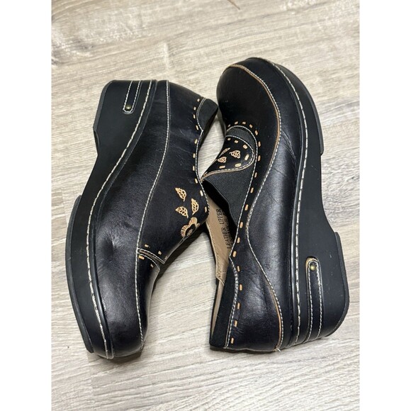 Spring Step L’Artiste Burbank-B Black Leather Embroidered Slip-On Clogs  Size 11 - Picture 4 of 6